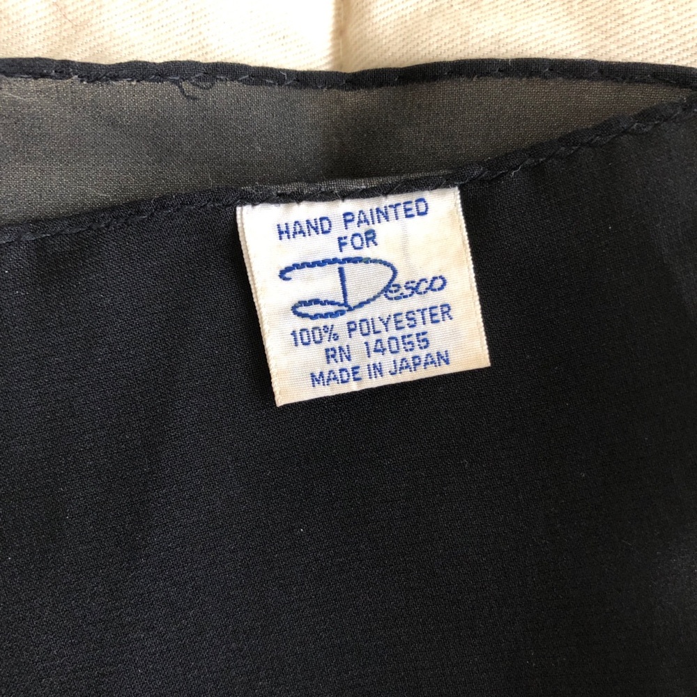 Vintage Sheer Black Hand Painted Desco Polyester Scarf 44” x 10.5” - Picture 4 of 5
